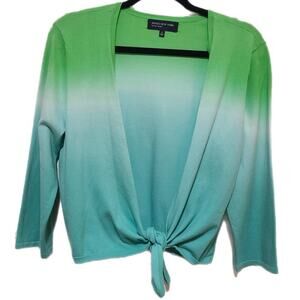 Jones New York Tie Front Cardigan Top Blue Green Ombre Women's Size XL